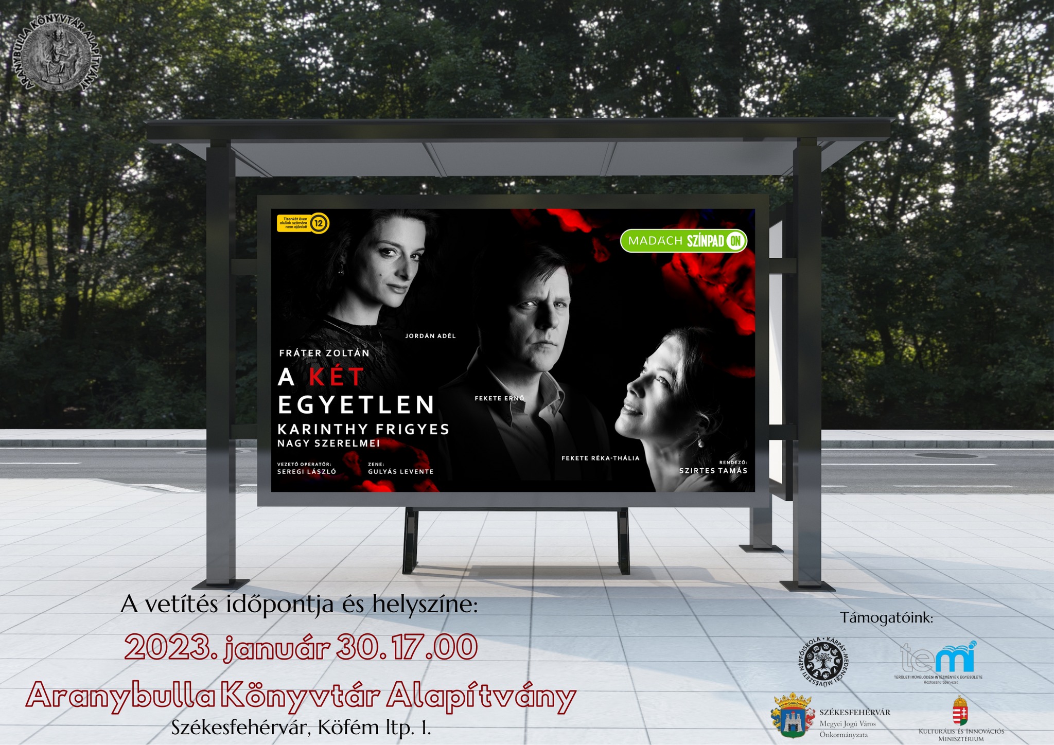 A két egyetlen – a Madách színház vetítése az Aranybulla Könyvtárban